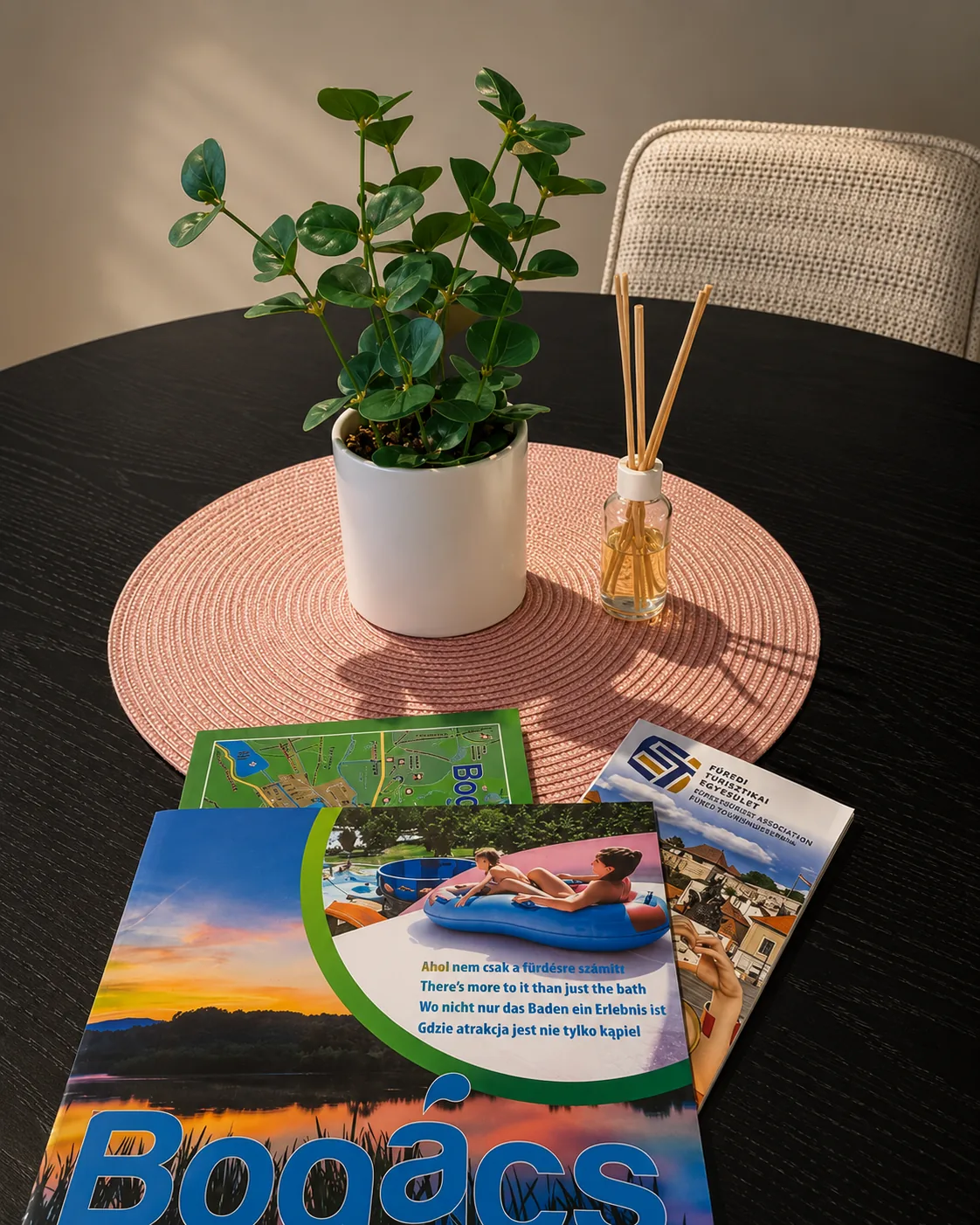 Table with local leaflets about Bogács